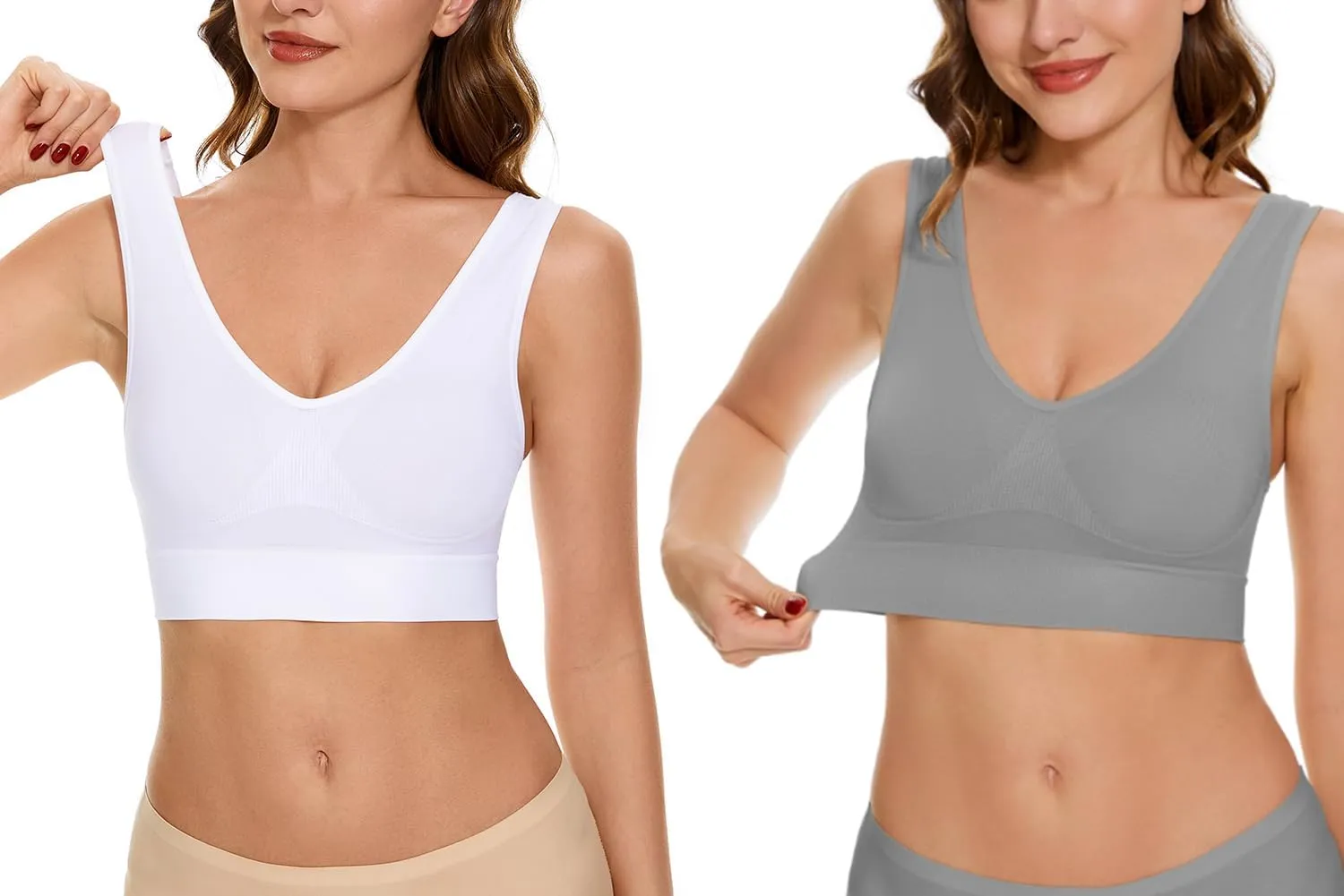 Women's Wireless Sleep Bras Unpadded Seamless Comfort Bras Throw-on Wirefree Bralettes 3 Pack