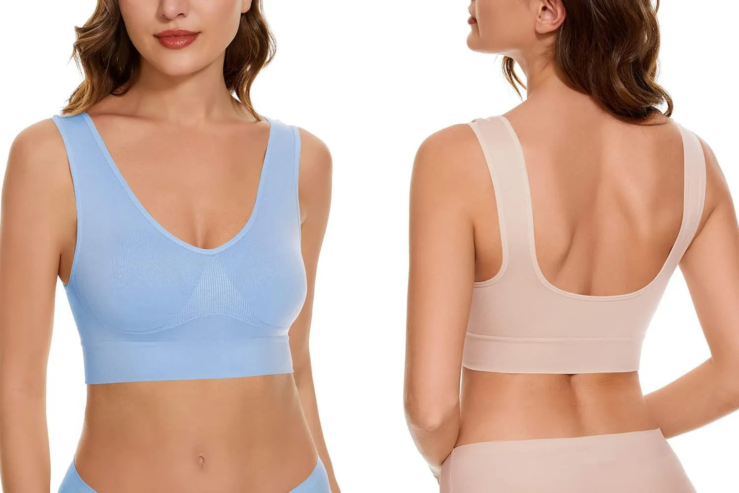 Women's Wireless Sleep Bras Unpadded Seamless Comfort Bras Throw-on Wirefree Bralettes 3 Pack