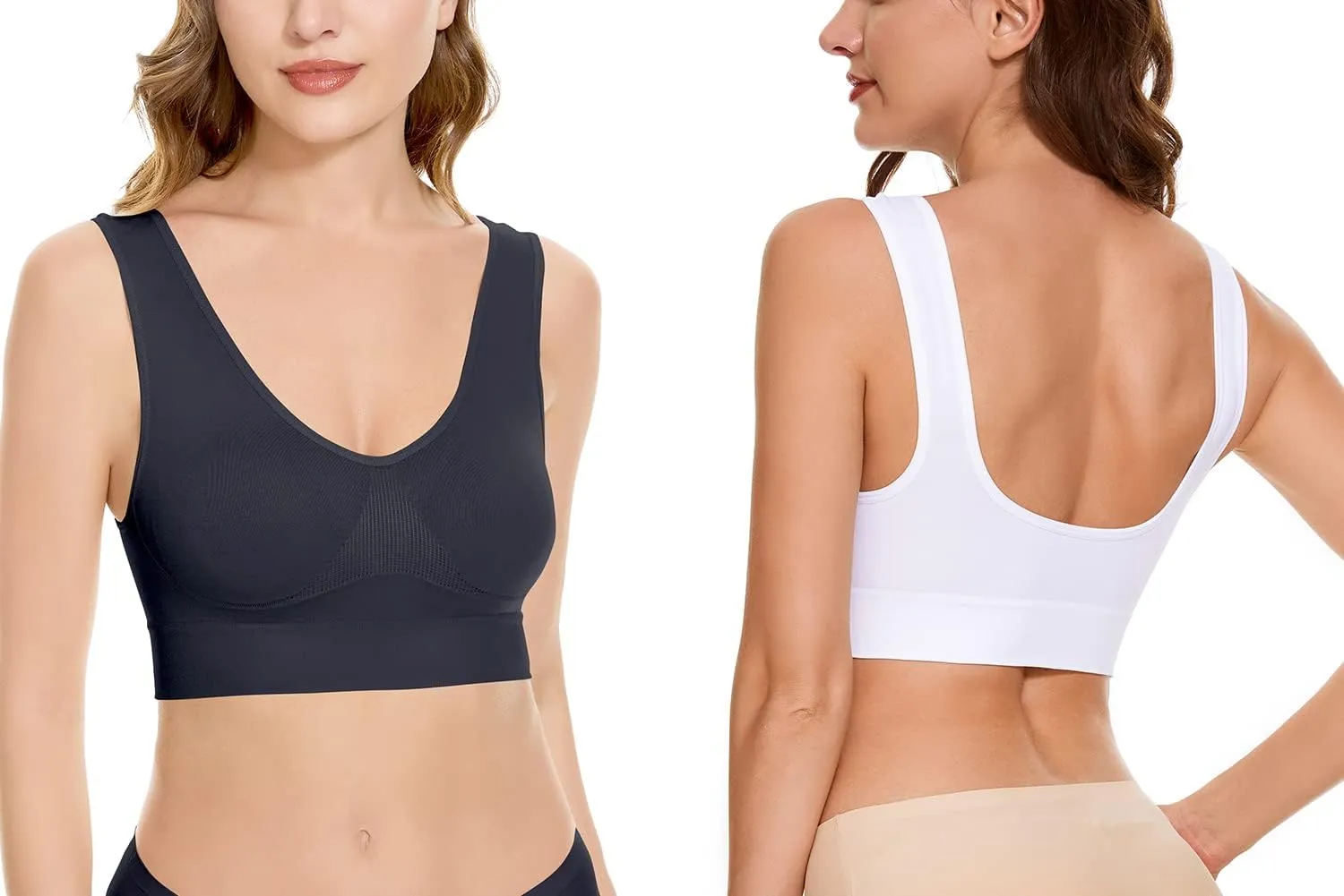 Women's Wireless Sleep Bras Unpadded Seamless Comfort Bras Throw-on Wirefree Bralettes 3 Pack