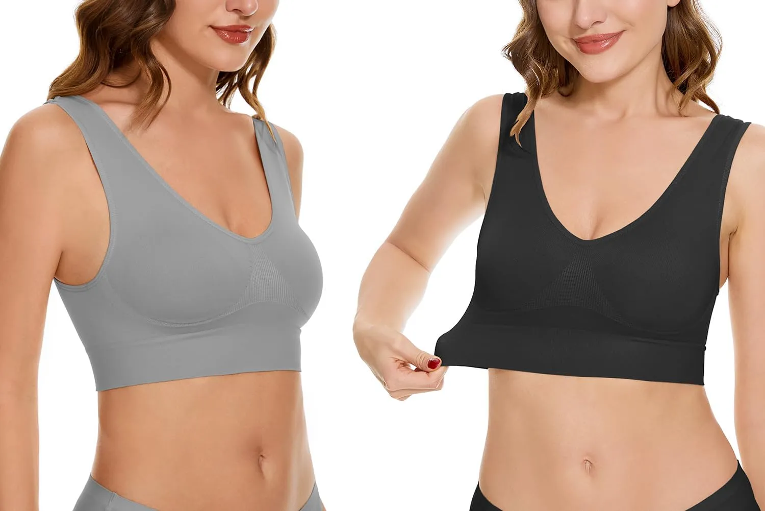 Women's Wireless Sleep Bras Unpadded Seamless Comfort Bras Throw-on Wirefree Bralettes 3 Pack