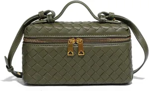 Womens Woven Crossbody Handbag Fashion Leather Top Handle Bag