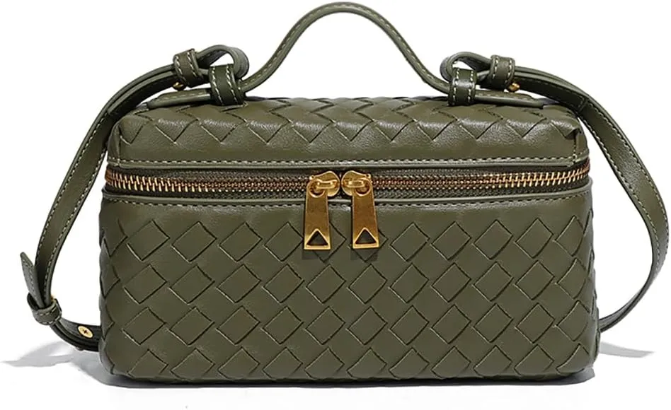 Womens Woven Crossbody Handbag Fashion Leather Top Handle Bag