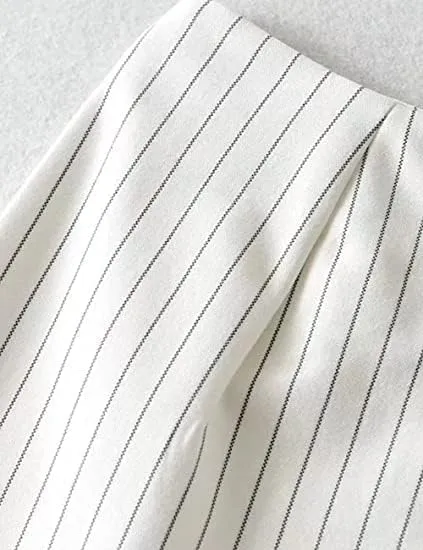 Womens Y2K Pinstripe Casual Pencil Skirts Mini Length Office Work Short Bodycon Skirts