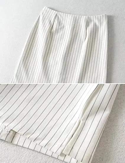 Womens Y2K Pinstripe Casual Pencil Skirts Mini Length Office Work Short Bodycon Skirts