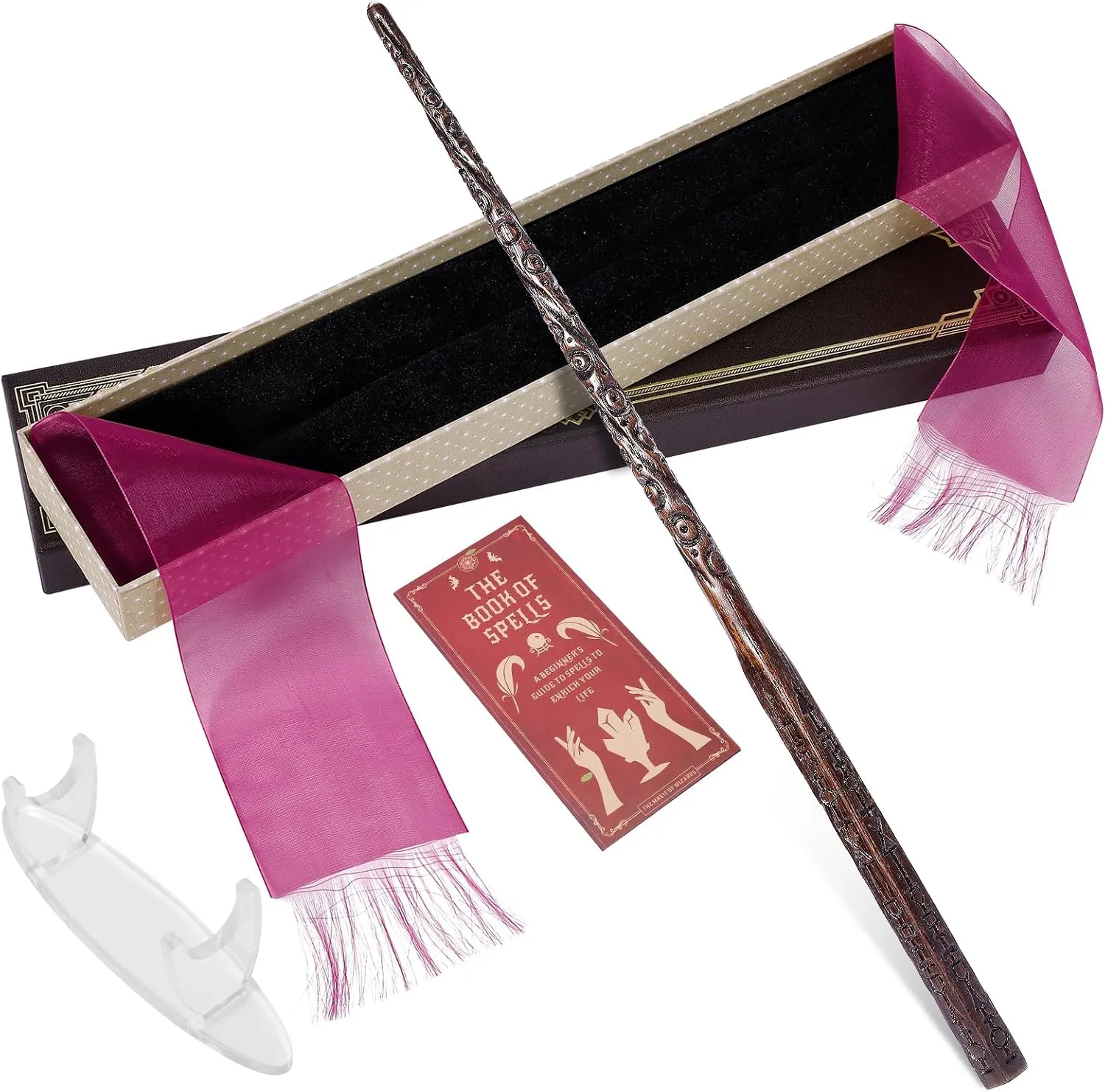 Wooden Wizard Magic Wand Hand Carved Wood Witch Wand for Kids Collection Cosplay, 14.5In, Symbol