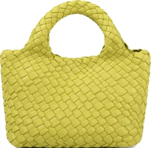 Woven Purses Bag for Women, Vegan Leather Handwoven Bags with Mini Handmade Purse, SMALL Travel Beach Top Handle Handbags