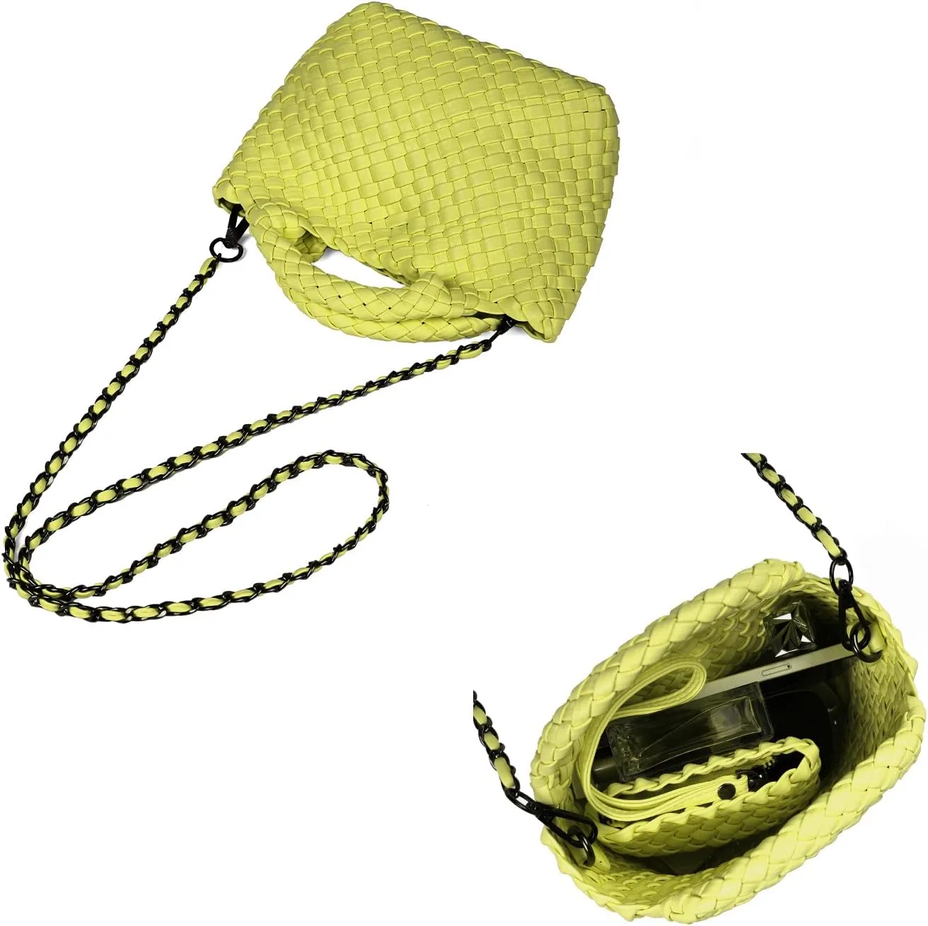 Woven Purses Bag for Women, Vegan Leather Handwoven Bags with Mini Handmade Purse, SMALL Travel Beach Top Handle Handbags