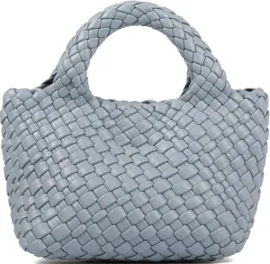 Woven Purses Bag for Women, Vegan Leather Handwoven Bags with Mini Handmade Purse, SMALL Travel Beach Top Handle Handbags