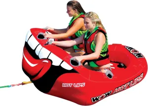 WOW Sports Hot Lips Towable Tube for Boating - 1 to 2 Person Towable - Front and Back Tow Point Water Tube