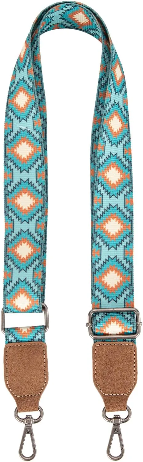 Wrangler Aztec Crossbody Bag for Women Southwestern Print Canvas Shoulder Purse with Distressed Look and Adjustable Strap
