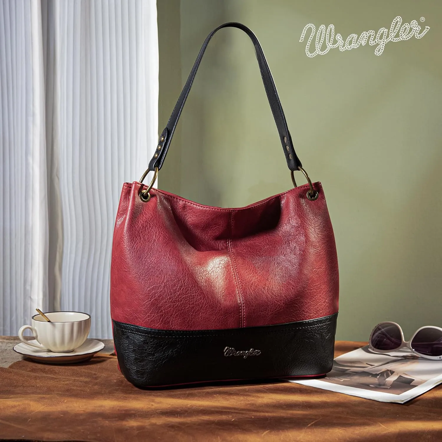 Wrangler Hobo Bags for Women Vegan Leather Top Handle Shoulder Purses and Handbags