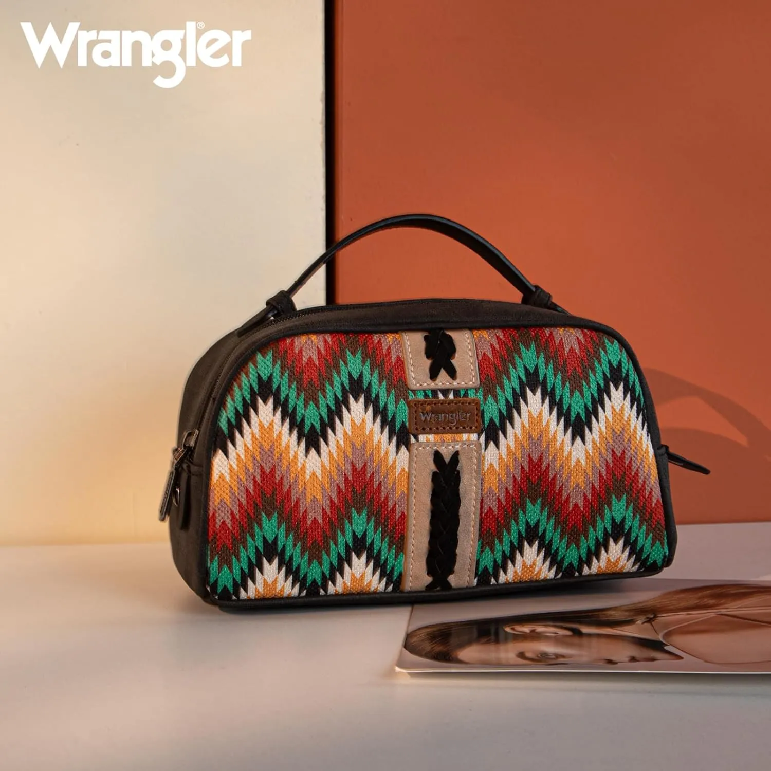 Wrangler Makeup Pouch Bag Mini Western Toiletry Purse Cosmetic Organizer Paisley Travel Pouch for Women