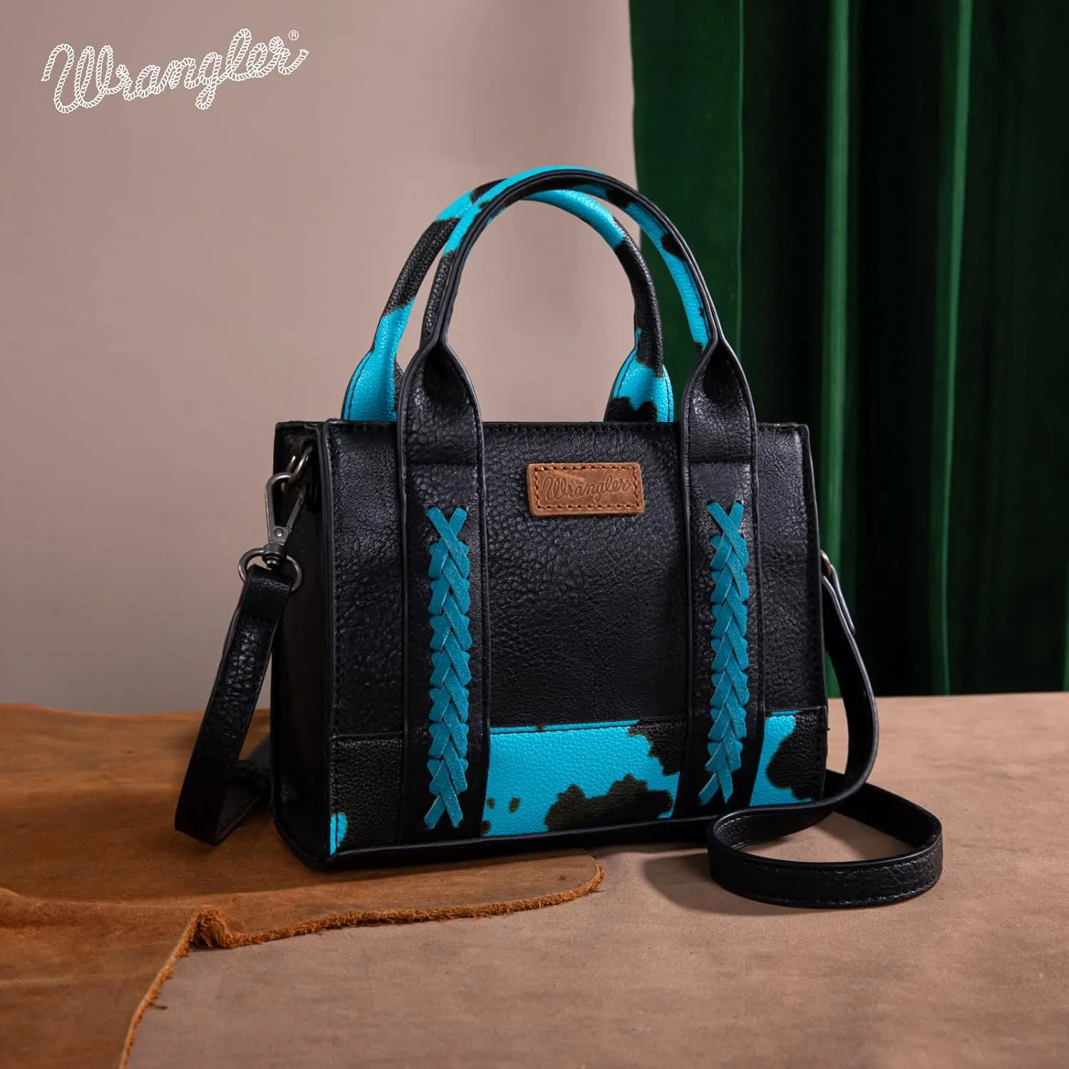 Wrangler Mini Tote Bag for Women Cow Print Western Crossbody Purse