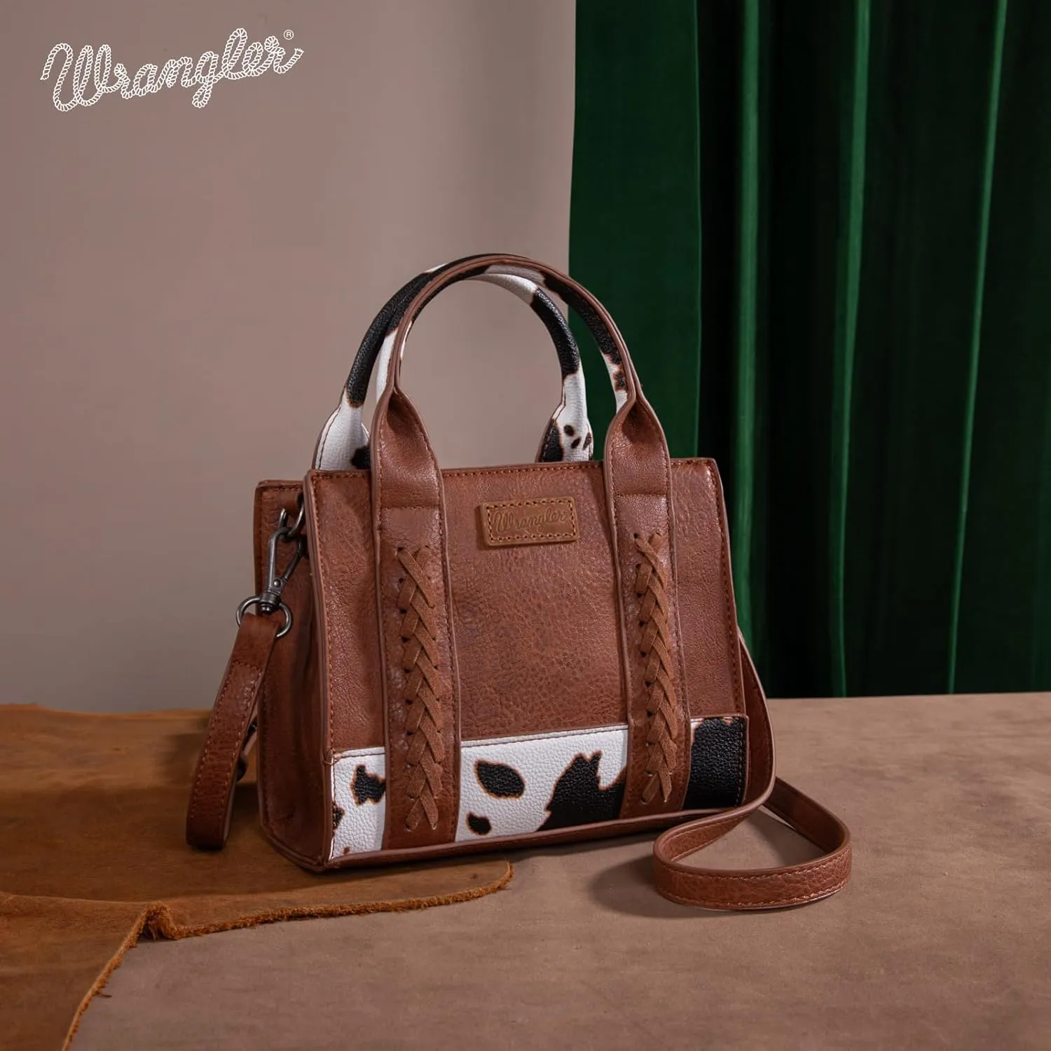 Wrangler Mini Tote Bag for Women Cow Print Western Crossbody Purse