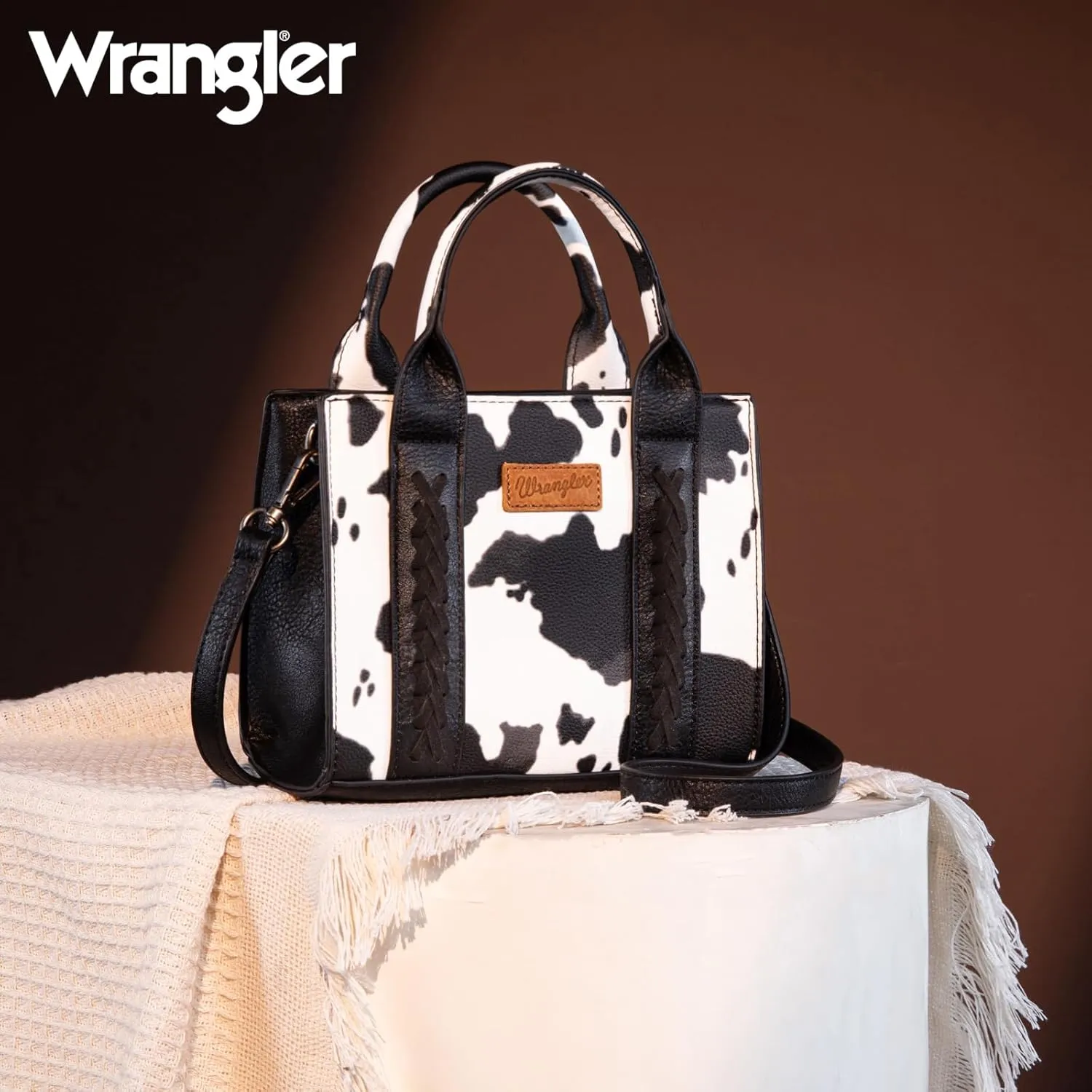 Wrangler Mini Tote Bag for Women Cow Print Western Crossbody Purse
