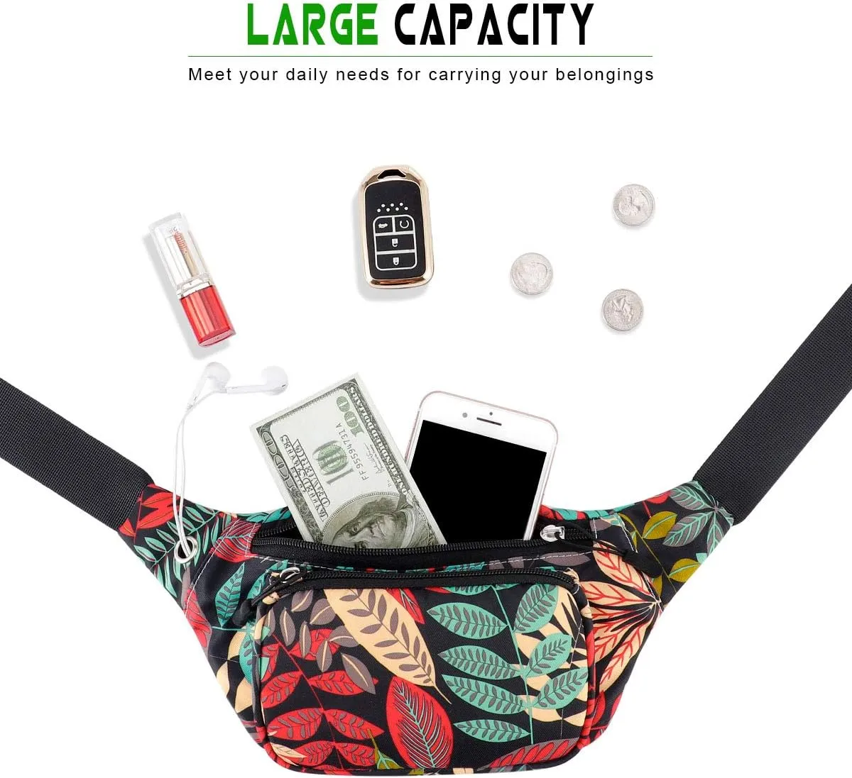XEYOU Unisex Running Waist Pack with Adjustable Buckles, Lightweight Waist Bag for Sports, Hiking, Dog Walking Fanny Pack Belt Can Hold Passport, Money, Cellphone