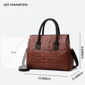 XXGJOALD-Purses and Handbags for Women Crocodile Pattern Tote Leather Top-Handle Satchel