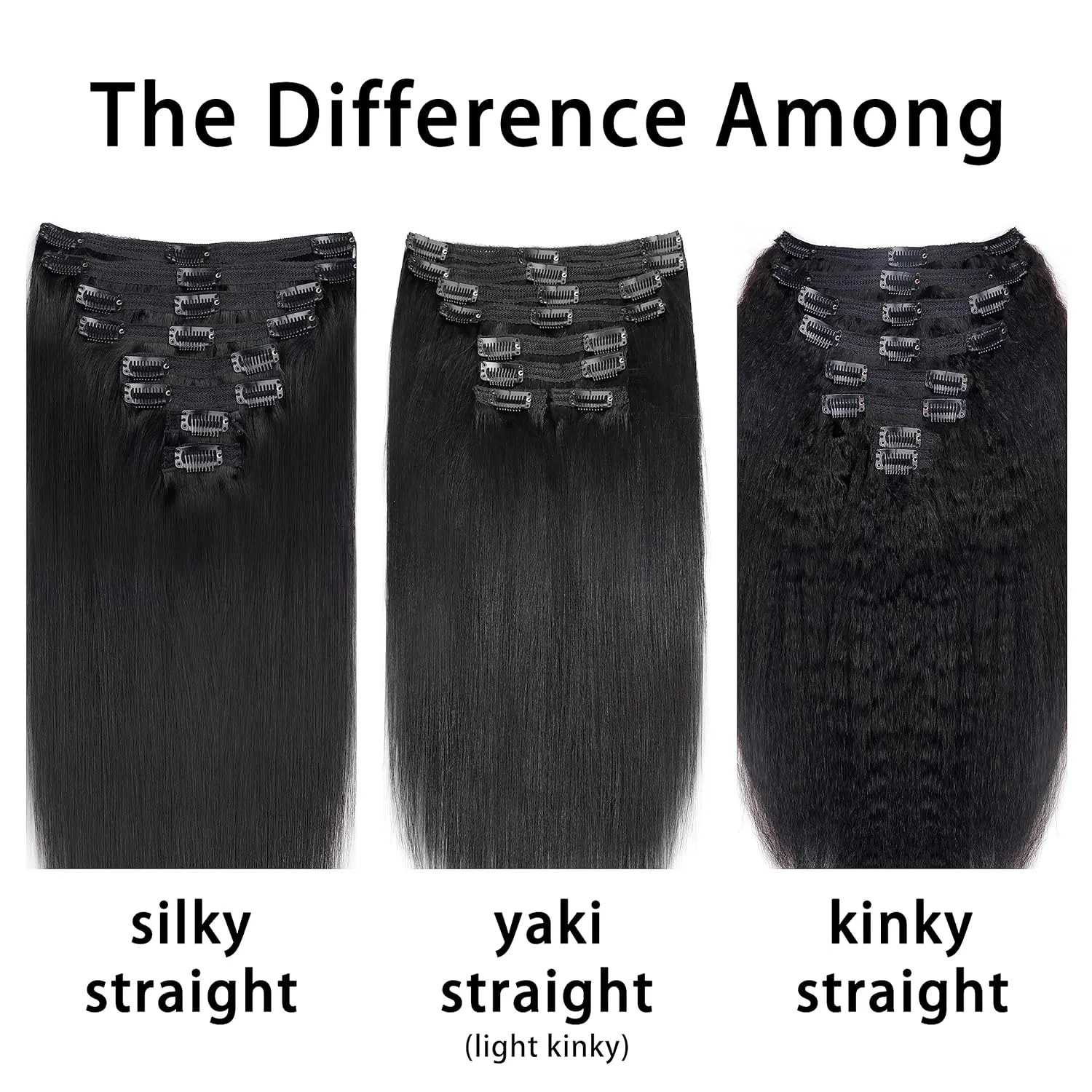 Yaki Straight Clip in Hair Extensions Real Human Hair Affordable12 Inch Yaki Straight Clip ins Human Hair Brazilian Virgin Hair clip on Hair Extensions 18Clips Per Set 120G