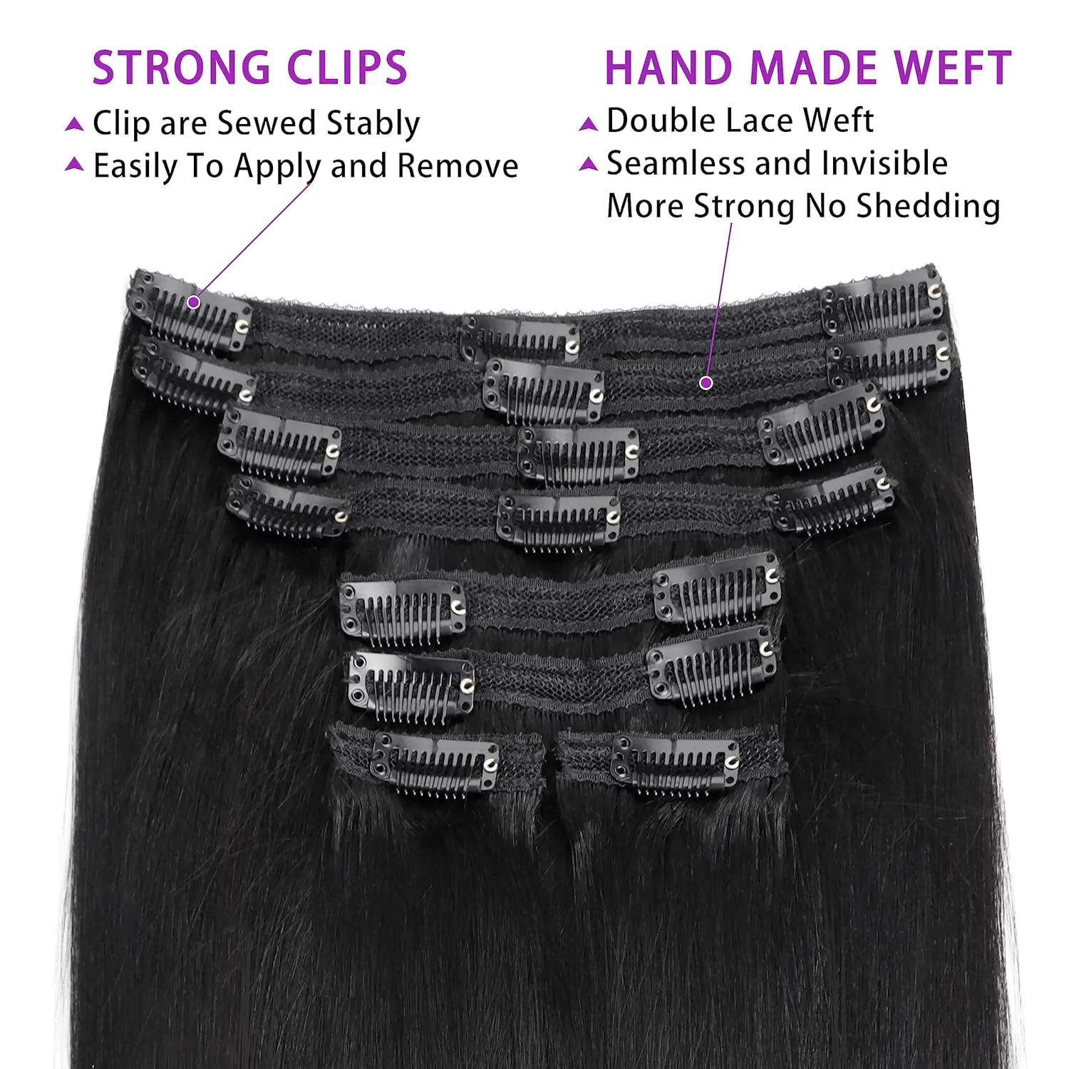 Yaki Straight Clip in Hair Extensions Real Human Hair Affordable12 Inch Yaki Straight Clip ins Human Hair Brazilian Virgin Hair clip on Hair Extensions 18Clips Per Set 120G
