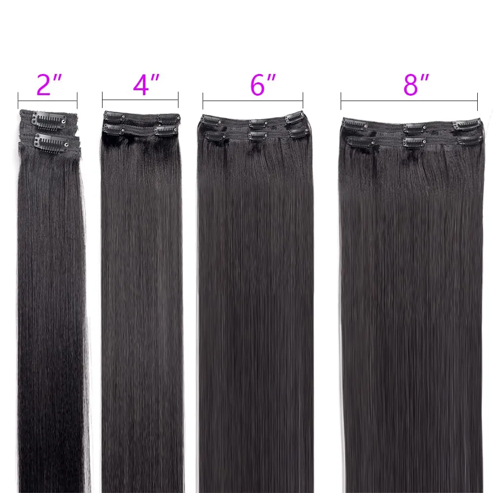 Yaki Straight Clip in Hair Extensions Real Human Hair Affordable12 Inch Yaki Straight Clip ins Human Hair Brazilian Virgin Hair clip on Hair Extensions 18Clips Per Set 120G