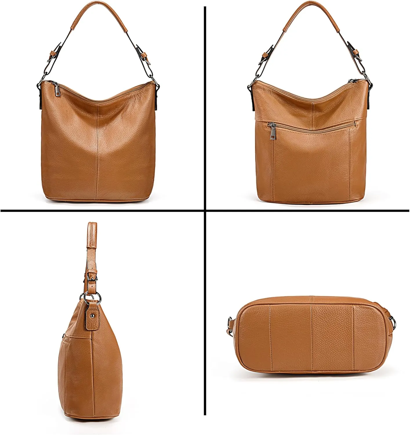 YALUXE Women's Genuine Leather Hobo Handbags Bucket Purses Shoulder Bags Cross-bodys Bags