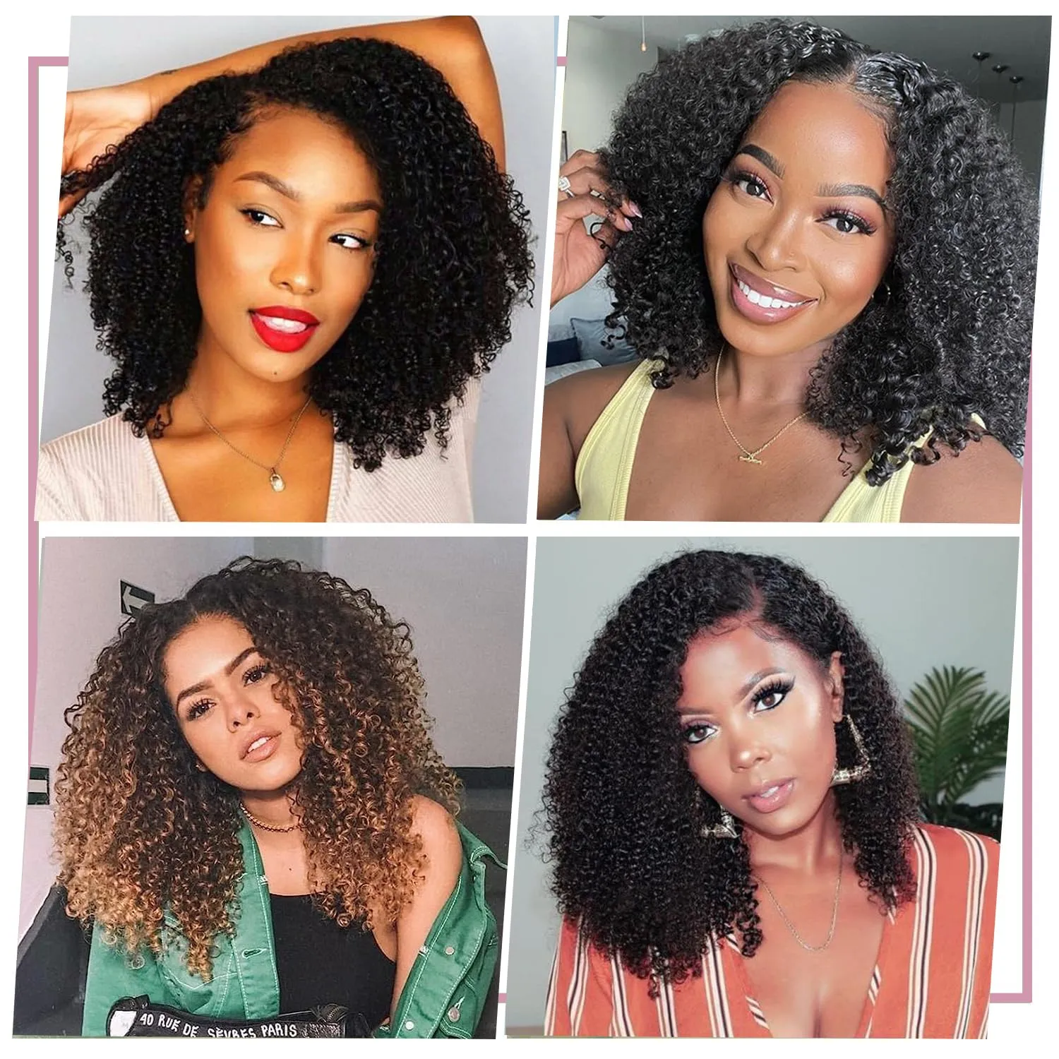 YAMI Kinky Curly Clip in Hair Extensions Clips Triple Weft Brazilian Remy Human Hair 3C 4A Curly Clip in Extensions Afro Kinky Curly Clip ins (P4/30, 16inch)