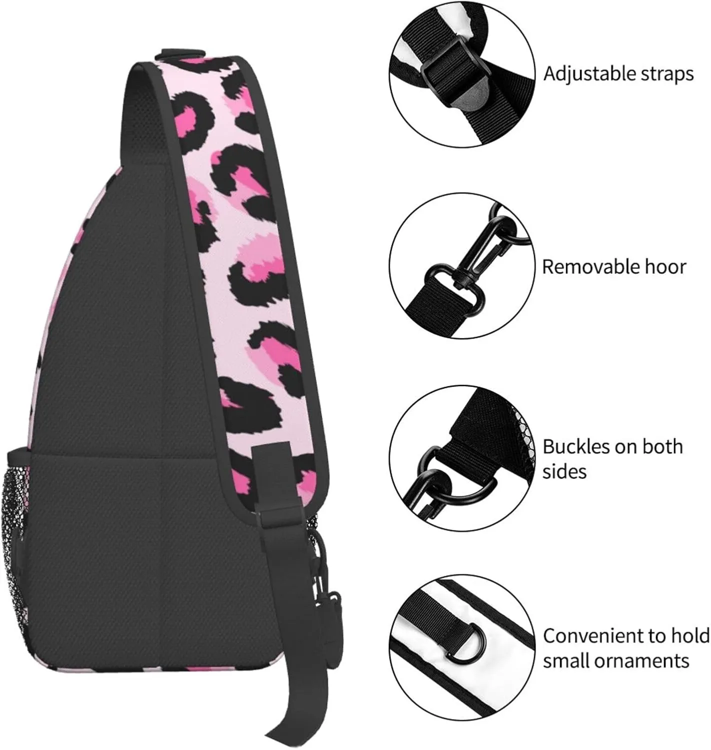 yellow sunflowers yellow with leopard print Sling Bag Crossbody Bag Casual Chest Bags Travel Shoulder Backpack