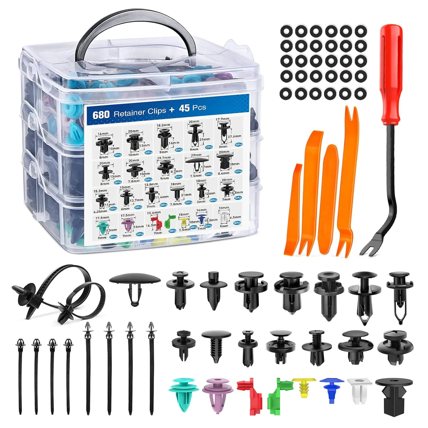 Yesker 725Pcs Bumper Clips Car Retainer Clips & Plastic Fasteners Kit Auto Body Push Rivets Fender Liner Clips - 23 Most Popular Sizes Door Trim Panel Clip Set for Toyota GM Ford Honda Chevy
