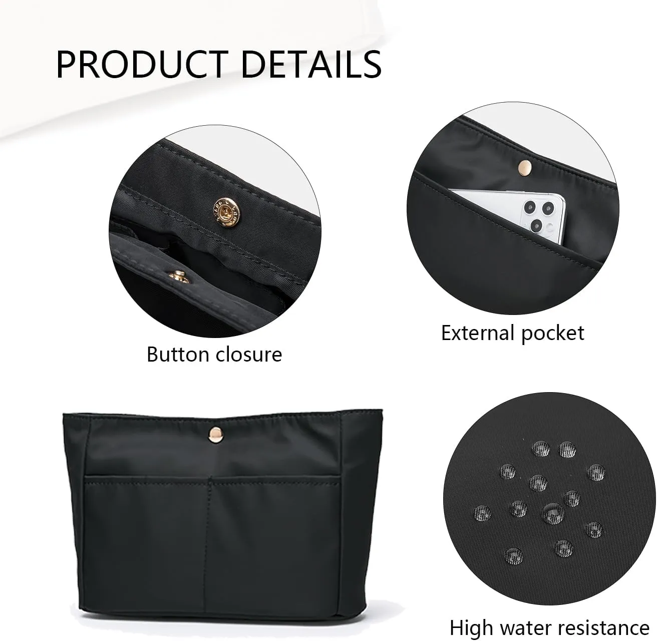 YONEBN waterproof Storage Bag Lightweight Large Capacity nylon Bag Inner Bag Handbag Organizer