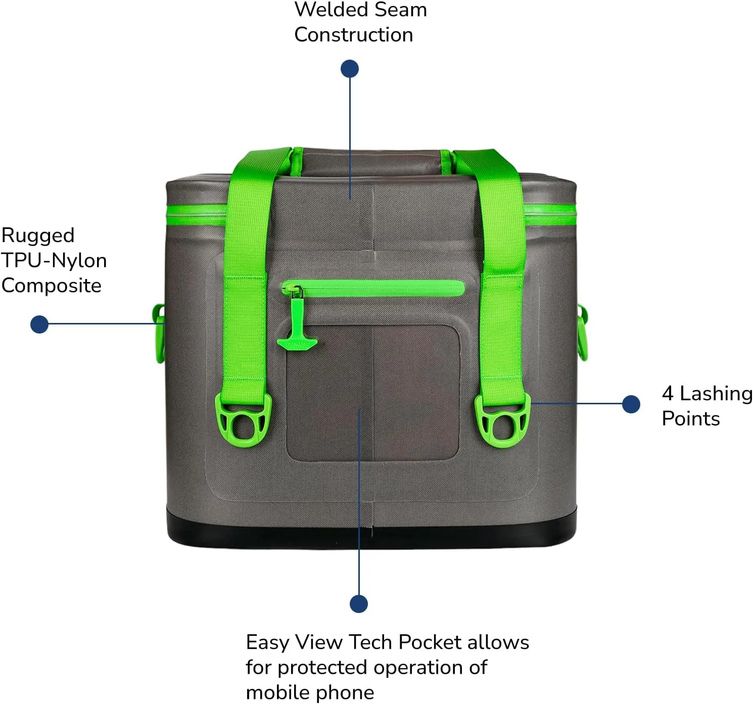 Yukon Outfitters 30 Can Tech Cooler Bag, 54-Liter Durable TRU Welded Leakproof Insulated Outdoor Camping Boating Meal & Drink Lunchbox w/Airtight Zippers, Padded Carry Handle & Shoulder Strap