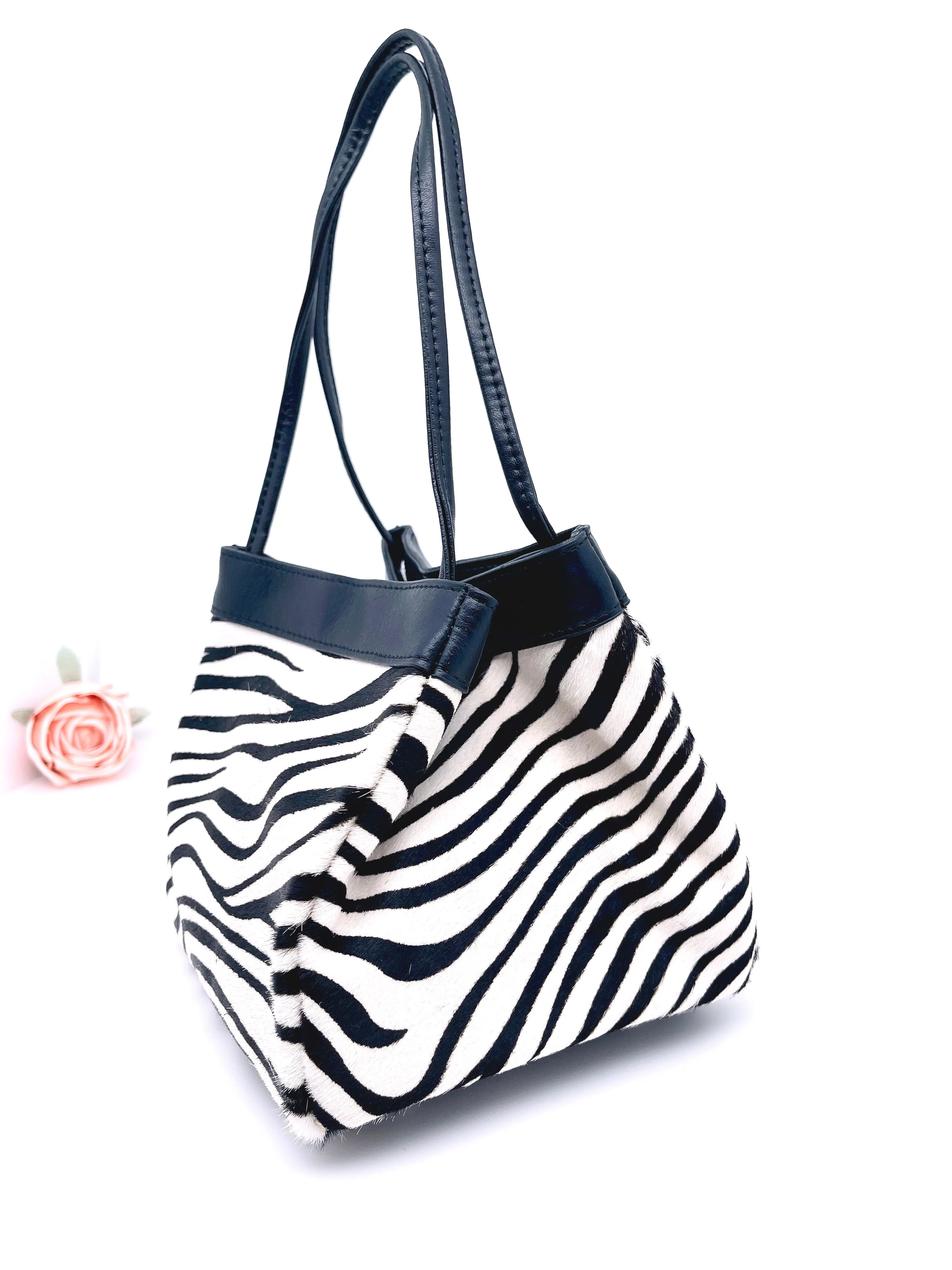 Zebra Calf Fur Bucket Bag
