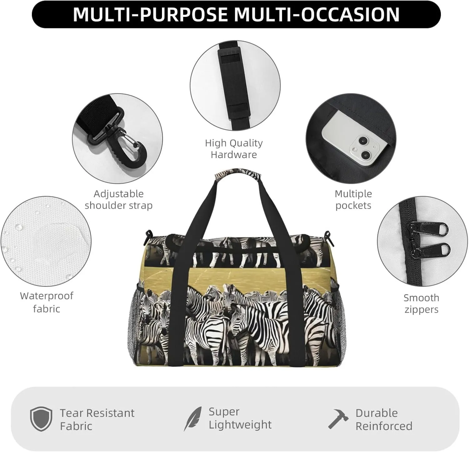 Zebra Racetrack Durable Portable Crossbody Travel Bag, A Good Companion For Long-Distance Travel