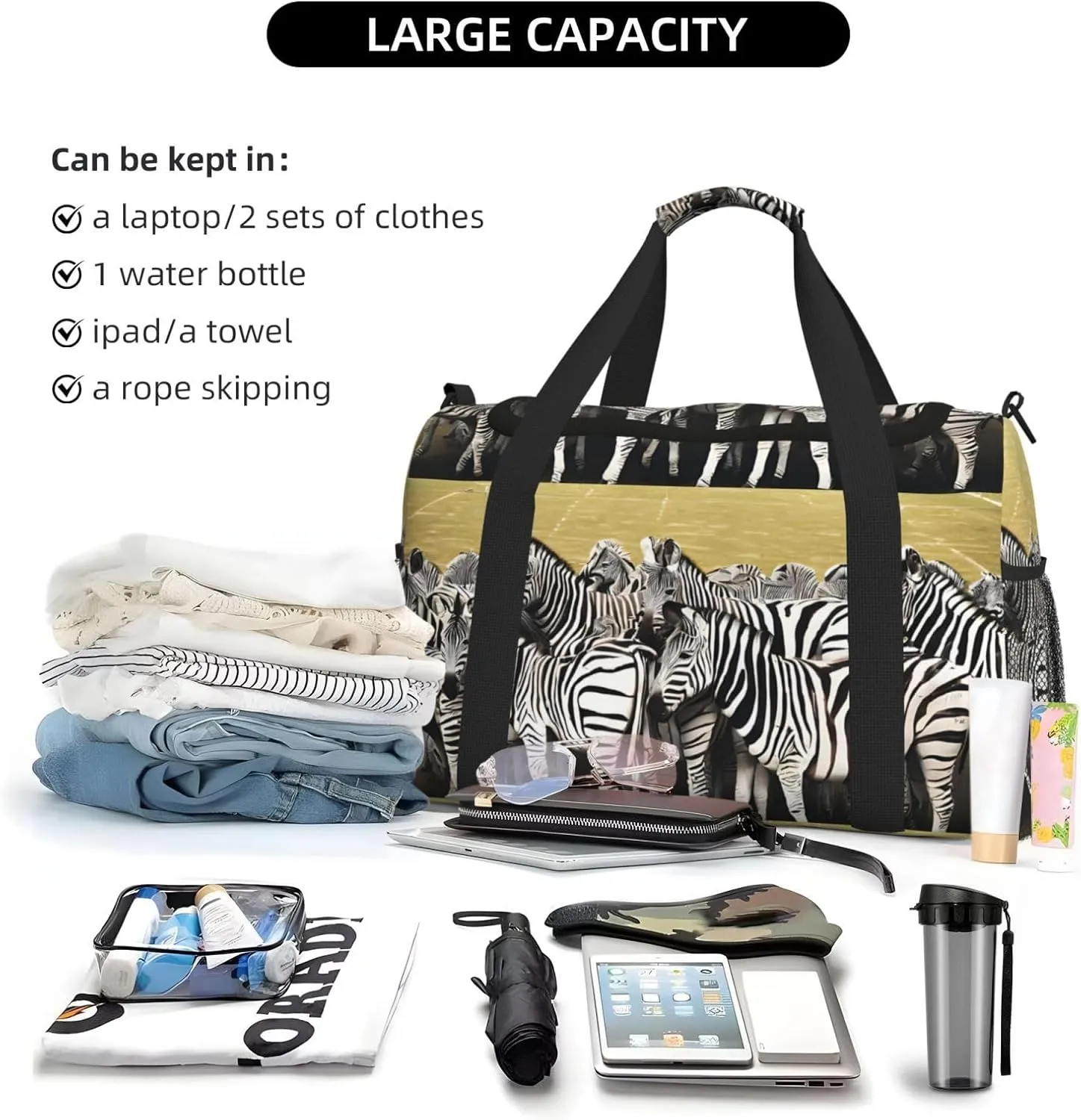 Zebra Racetrack Durable Portable Crossbody Travel Bag, A Good Companion For Long-Distance Travel