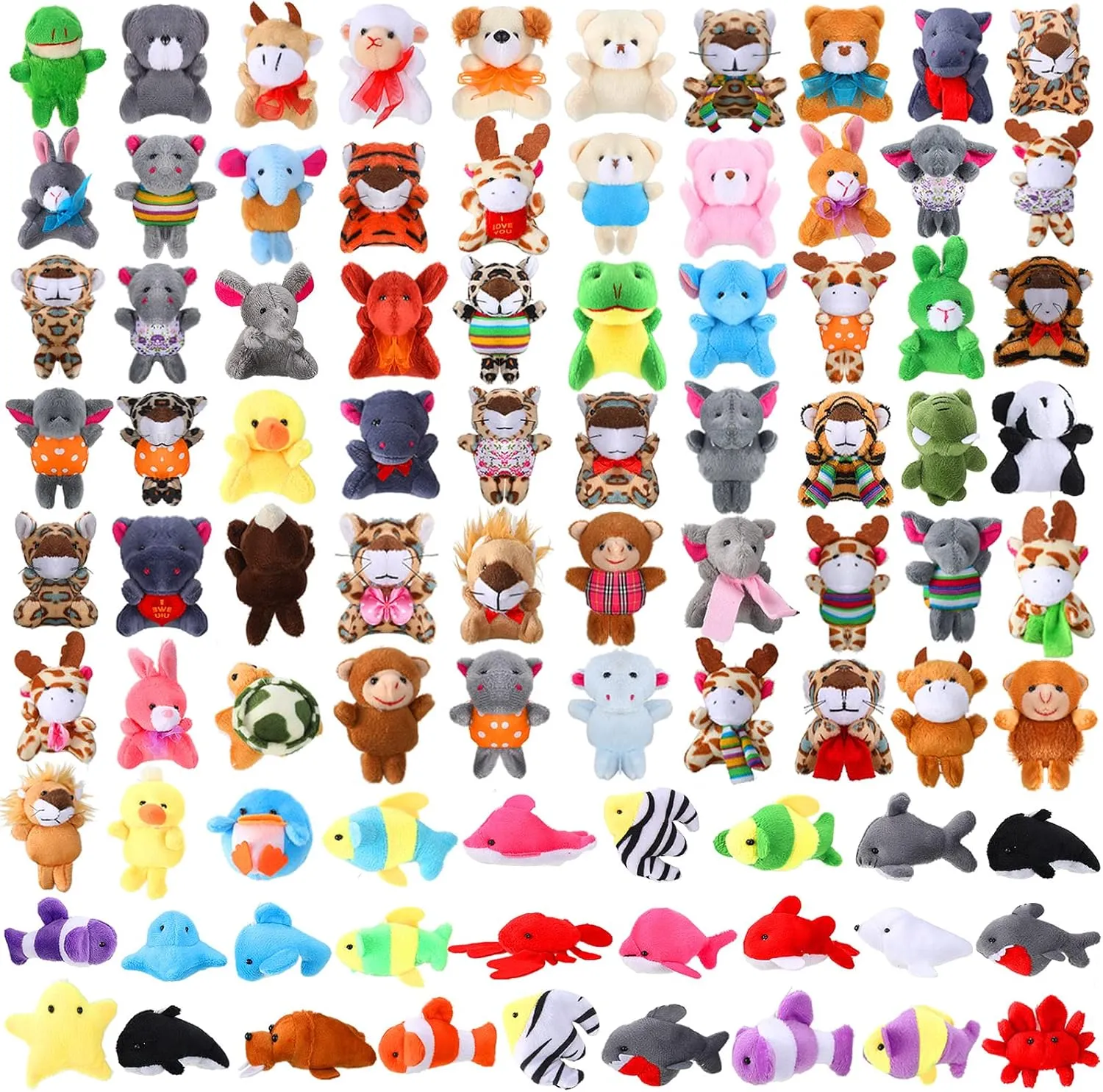 Zhanmai 100 Pcs Mini Plush Stuffed Animal Bulk Small Animal Toys Keychain Party Favors Easter Egg Stuff for Kids Birthday Valentine Carnival Classroom Prizes Gift Goodie Bag Filler(Ocean Style)