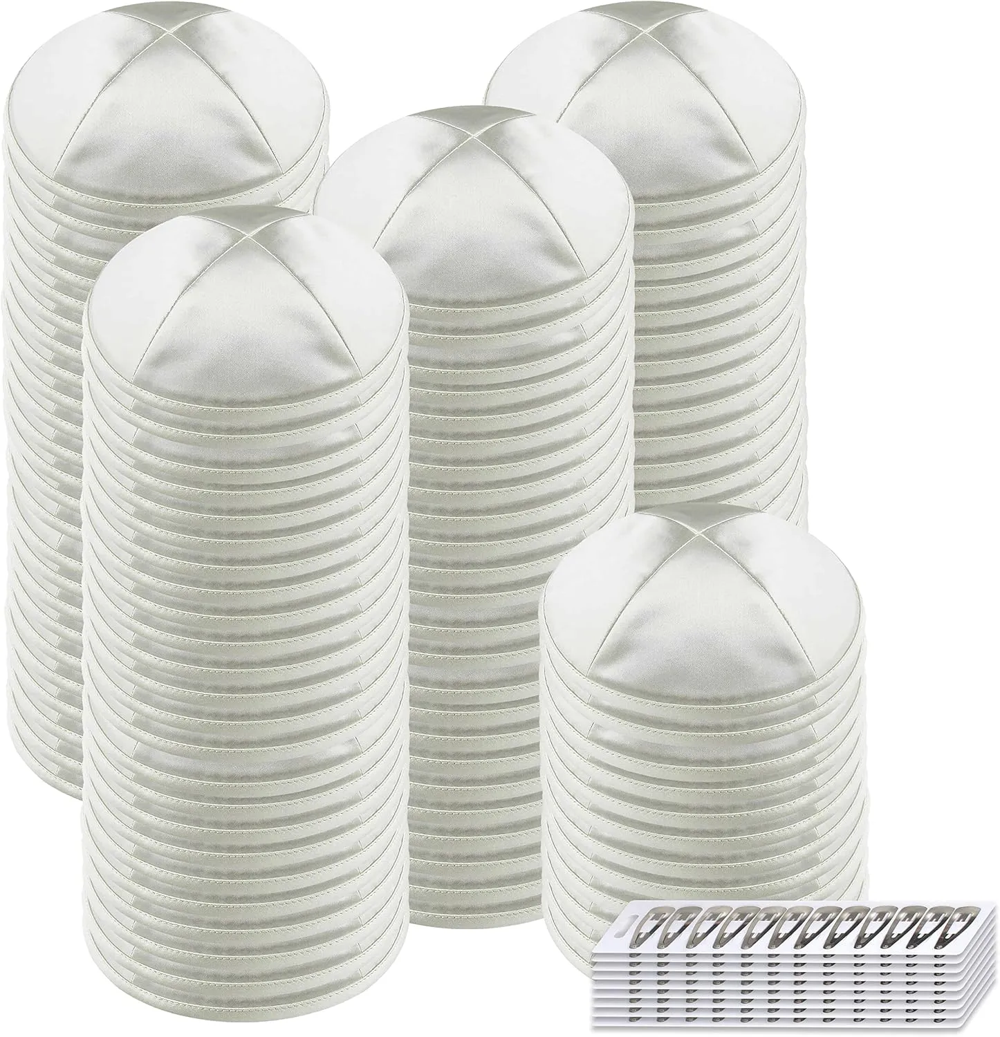 Zion Judaica Deluxe Satin Kippot Bulk Packs Kippas or Single Kippah Includeds Free Kipa Clips
