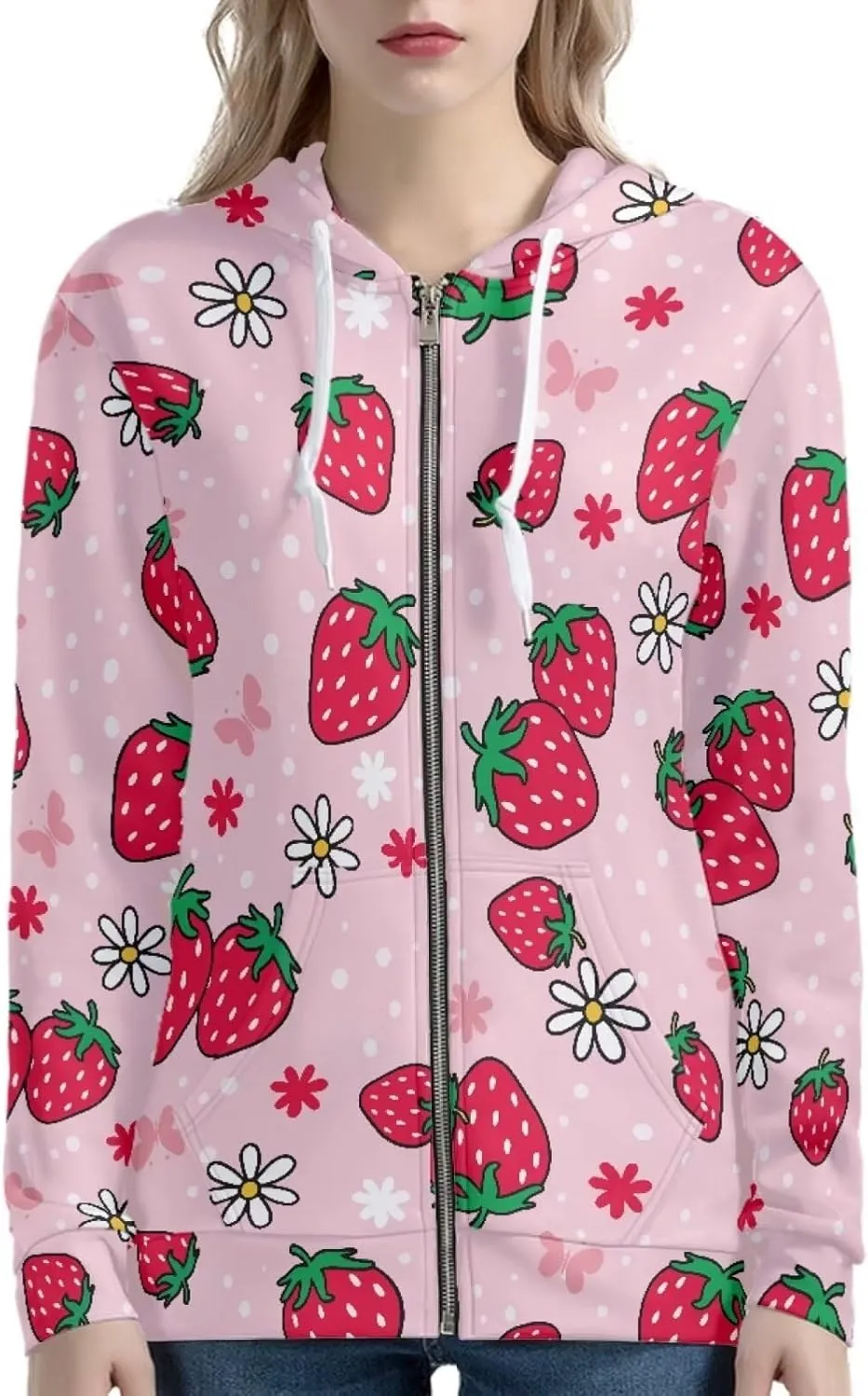 Zip Up Hoodie with Pocket Womens Hoodies for Fall Spring Streetwear Long Sleeve Tops